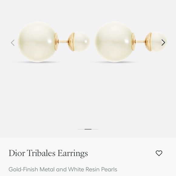 Dior Tribales Earrings Gold Finish Metal Pearl pouch and box Authentic Excellent - Picture 11 of 14
